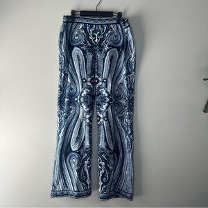 Philosophy wide leg mid rise boho abstract print 100% polyester pants sz Large